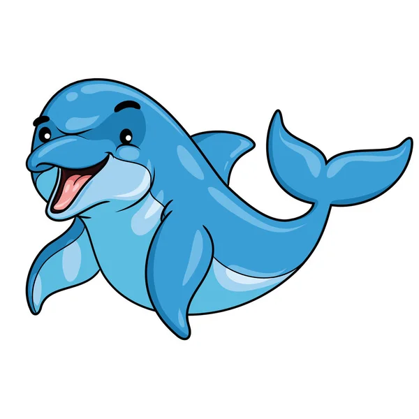 Ilustrace Roztomilé Kreslené Dolphin — Stockový vektor