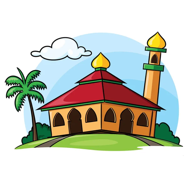 Ilustracja Cute Kreskówka Meczet Budynku — Wektor stockowy