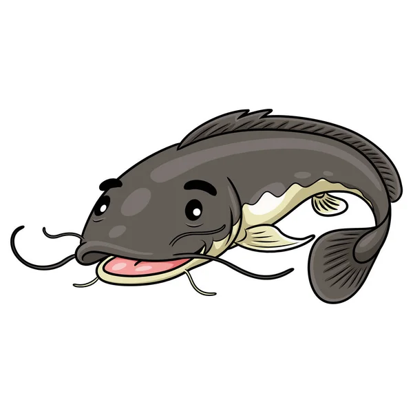 可爱的卡通鲶鱼的插图 — 图库矢量图片