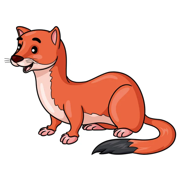 Desenhos Animados Ilustração Desenhos Animados Weasel Bonito — Vetor de Stock