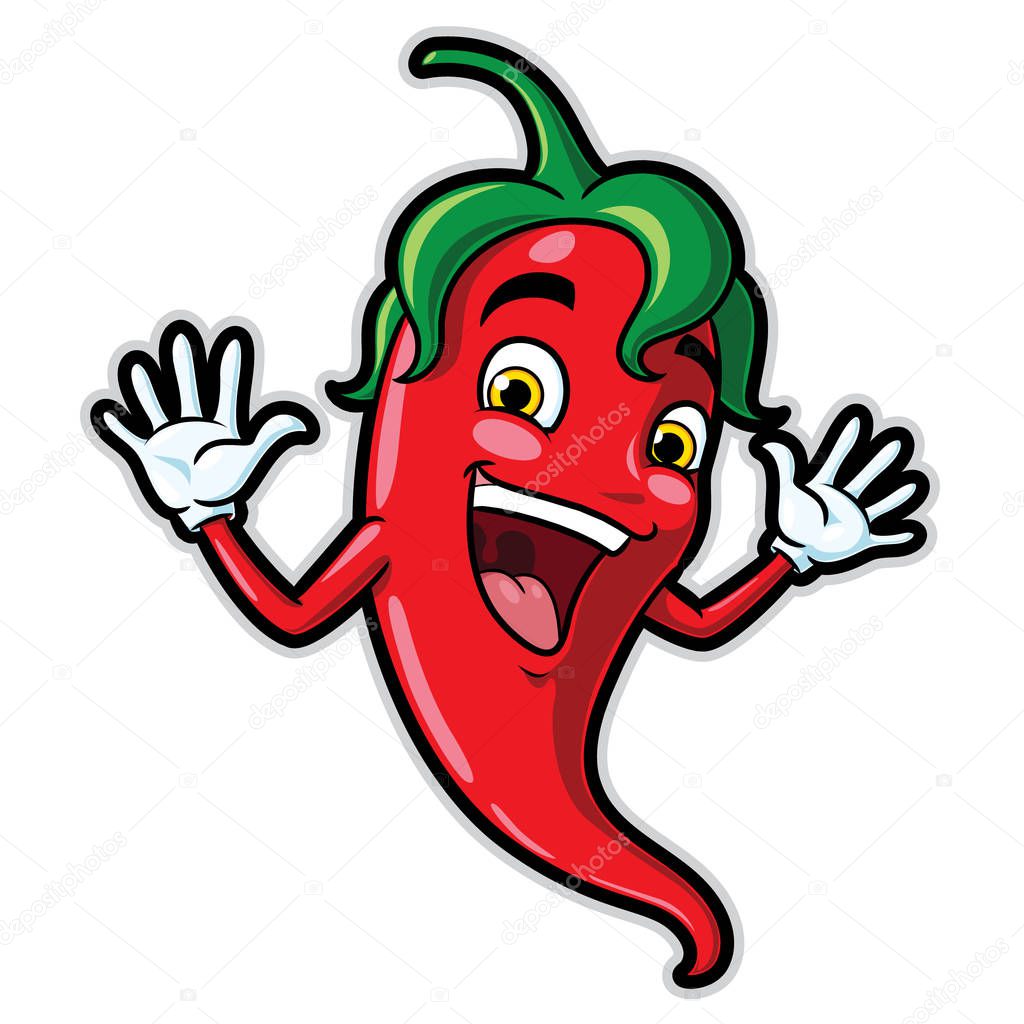 Illustration cartoon of cute chili cartoon.