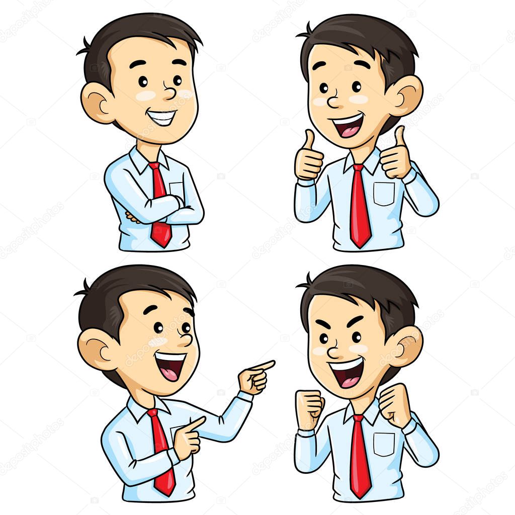 Illustration cartoon of cute business man cartoon character with different gesture.