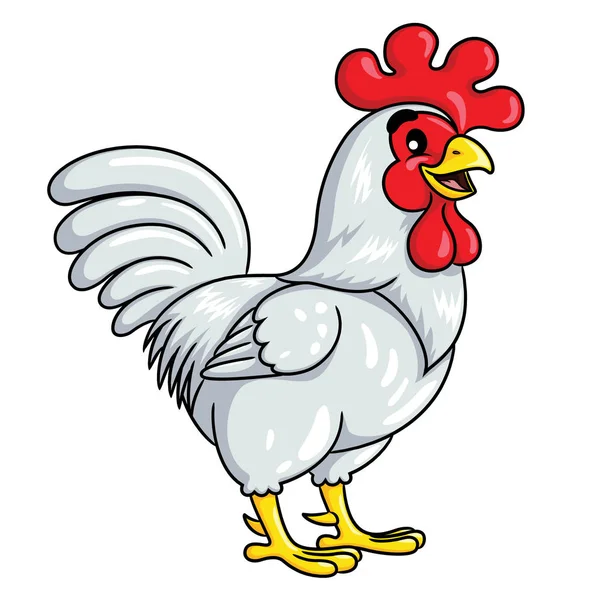 Ilustrasi Lucu Kartun Ayam Putih - Stok Vektor