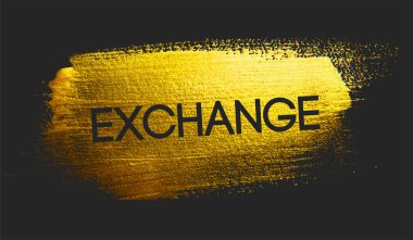 Altın fırça koyu arka plan üzerinde Exchange metin