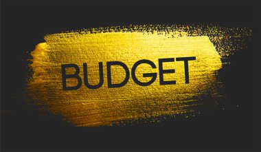 Altın fırça koyu arka plan üzerinde bütçe metin