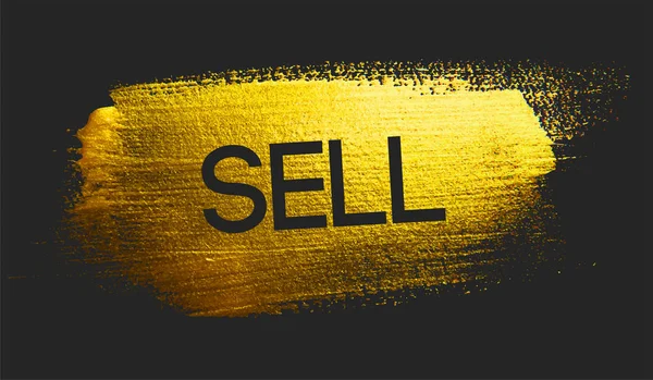 Vender Texto Fundo Escuro Escova Dourada — Vetor de Stock