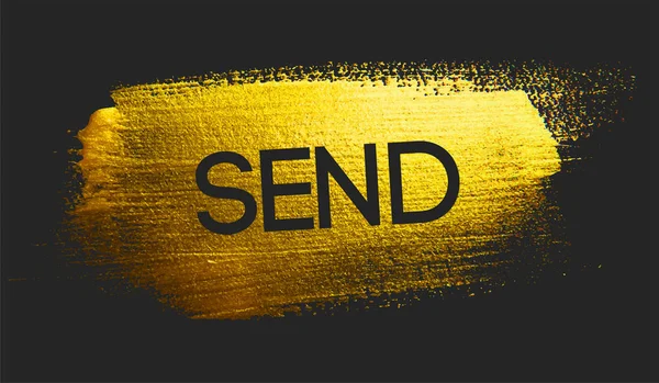 Send Text Golden Brush Dark Background — Stock Vector