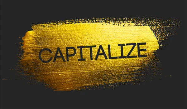 Capitalizar Texto Fundo Escuro Escova Dourada — Vetor de Stock