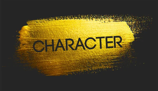 Character Text Golden Brush Dark Background — Stock Vector