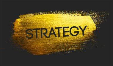 Altın fırça koyu arka plan üzerinde strateji metin