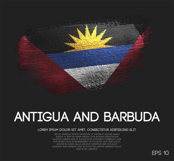 Antigua Barbuda Bandera Hecho Brillo Brillo Pintura Vector — Vector de stock