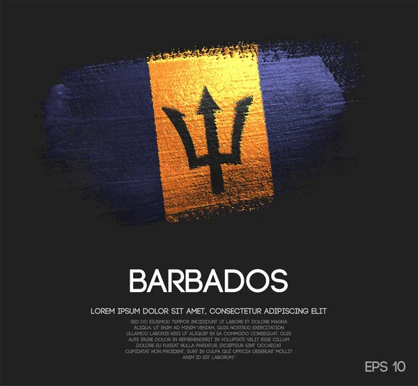 Bandera Barbados Hecho Brillo Brillo Pintura Pincel Vector — Vector de stock