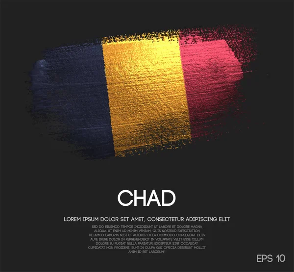 Csád Zászló Készült Csillogás Csillogás Ecsettel Festék Vektor — Stock Vector