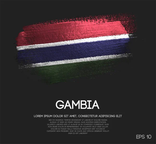 Bandiera Gambia Fatta Scintillio Scintillante Pennello Vettoriale — Vettoriale Stock