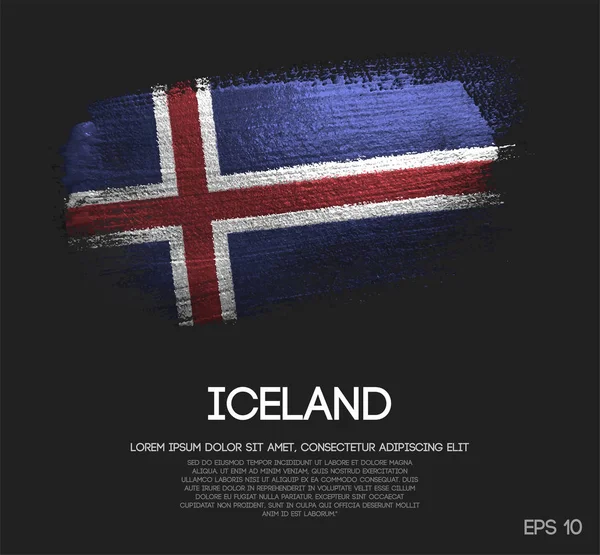 Σημαία Ισλανδία Είναι Κατασκευασμένη Από Glitter Λάμψη Πινέλο Χρώμα Διάνυσμα — Διανυσματικό Αρχείο