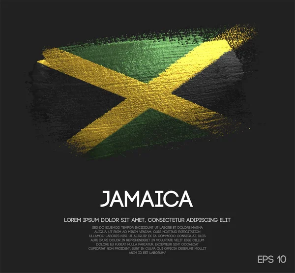 Bandera Jamaica Hecha Vector Pintura Cepillo Chispa Brillo — Vector de stock