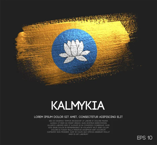Bandiera Kalmykia Realizzata Glitter Sparkle Brush Paint Vector — Vettoriale Stock