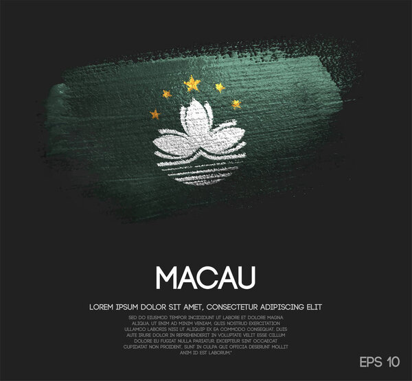 Macau Flag Made of Glitter Sparkle Brush Paint Vector