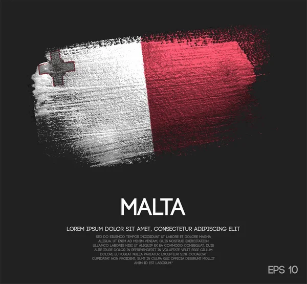 Máltai Zászló Készült Csillogás Csillogás Ecsettel Festék Vektor — Stock Vector