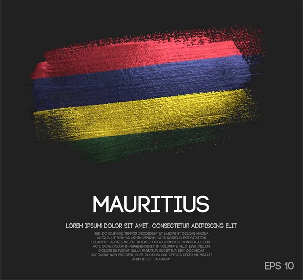 Bandiera Mauritius Fatta Scintillio Scintillante Pennello Vettoriale — Vettoriale Stock