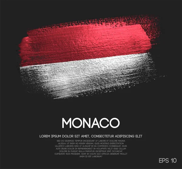 Monaco Zászló Készült Csillogás Csillogás Ecsettel Festék Vektor — Stock Vector