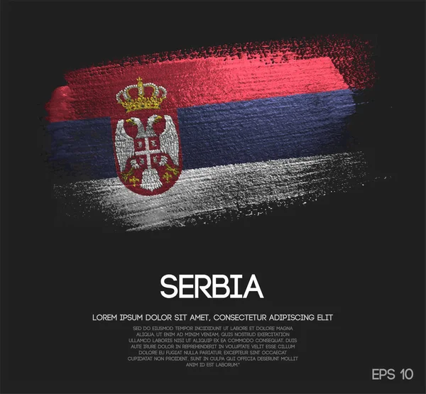 Флаг Сербии Изготовлен Блеска Блестки Кисти Вектор Краски — стоковый вектор