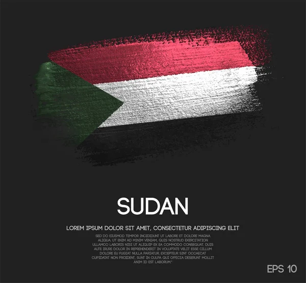 Bandiera Sudan Fatta Scintillio Scintillante Pennello Vettoriale — Vettoriale Stock