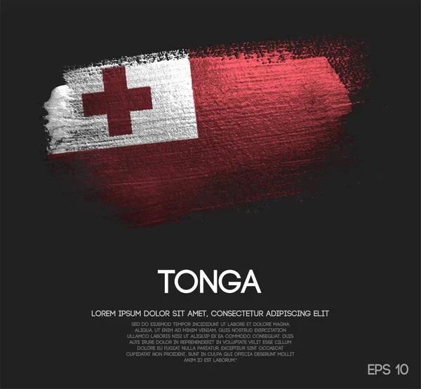 Bandiera Tonga Realizzata Glitter Sparkle Brush Paint Vector — Vettoriale Stock