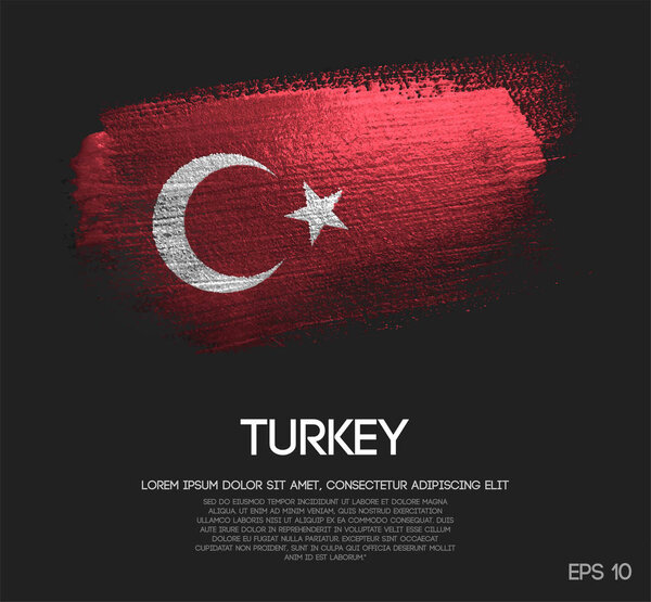 Turkey Flag Made of Glitter Sparkle Brush Paint Vector