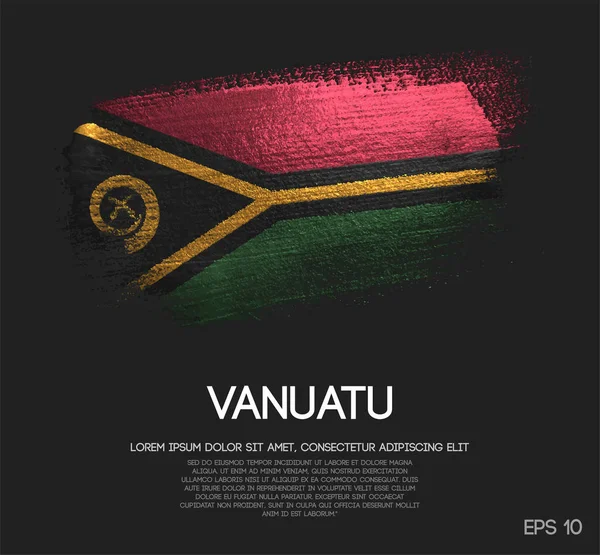 Bandiera Vanuatu Realizzata Glitter Sparkle Brush Paint Vector — Vettoriale Stock