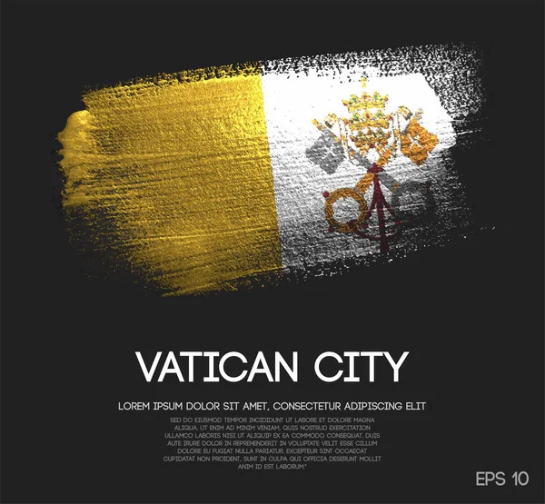 Vatikán Zászló Készült Csillogás Csillogás Ecsettel Festék Vektor — Stock Vector