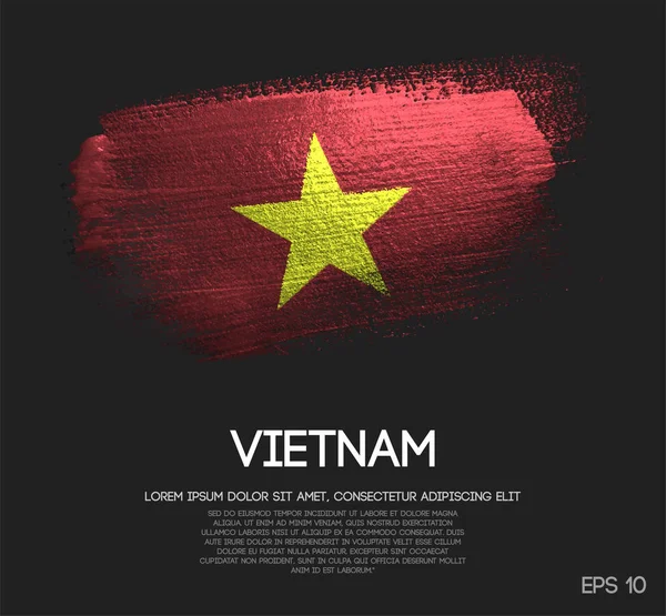 キラキラ輝きブラシ ペイント ベクトルのベトナムの旗 — ストックベクタ