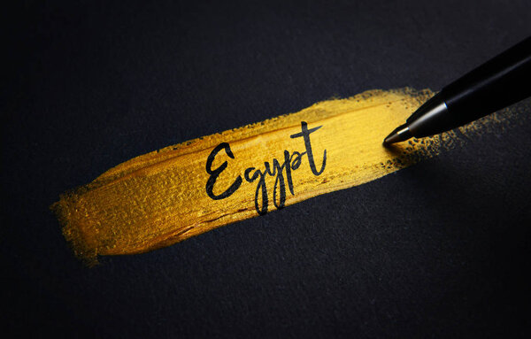 Egypt Handwriting Text on Golden Paint Brush Stroke