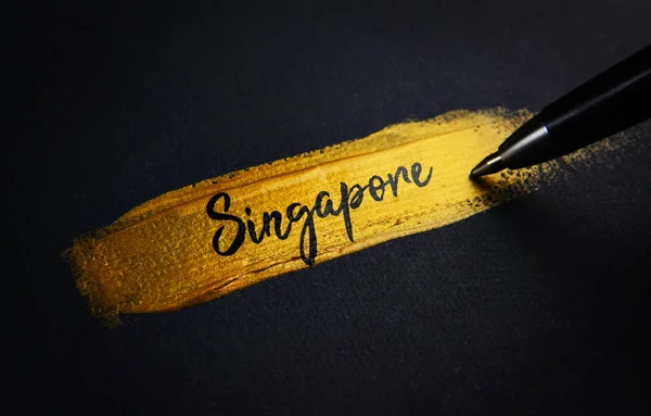 Singapore Handwriting Text Golden Paint Brush Stroke — Stock Photo, Image