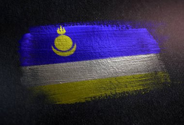Metal fırça boya Grunge karanlık duvara Buryatia bayrağı yapılmış