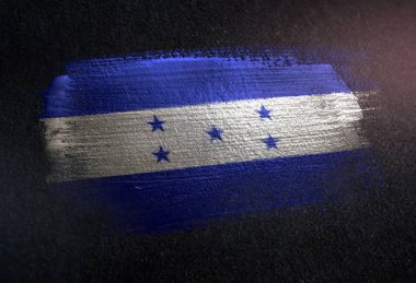 Karanlık Grunge duvar üzerinde Metal fırça boya yapılan Honduras bayrağı