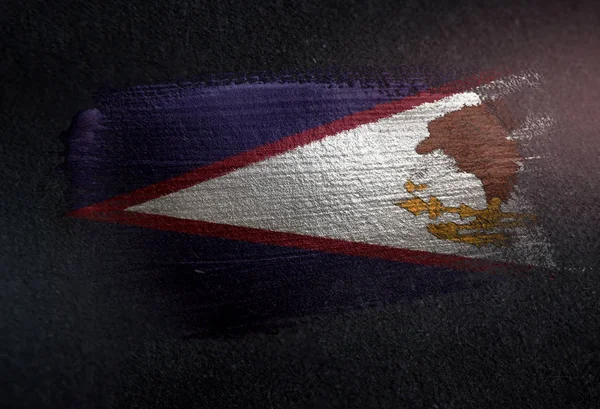 American Samoa Flag Made Metallic Brush Paint Grunge Dark Wall — Stock Photo, Image
