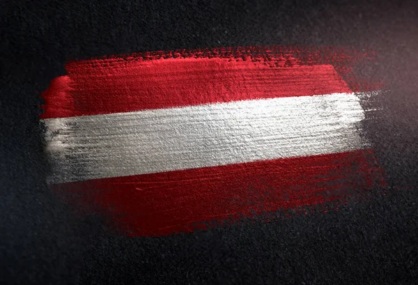 Bandera Austria Hecha Pintura Pincel Metálico Pared Oscura Grunge — Foto de Stock