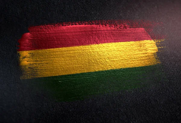 Bolivia Flag Made Metallic Brush Paint Grunge Dark Wall — Stock Photo, Image