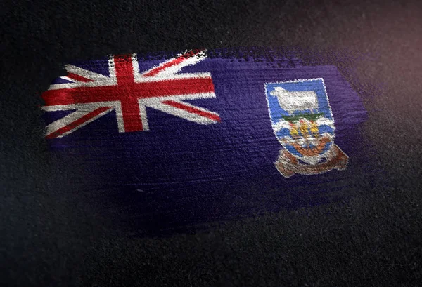 Bandera Las Islas Malvinas Hecho Pintura Cepillo Metálico Grunge Dark —  Fotos de Stock