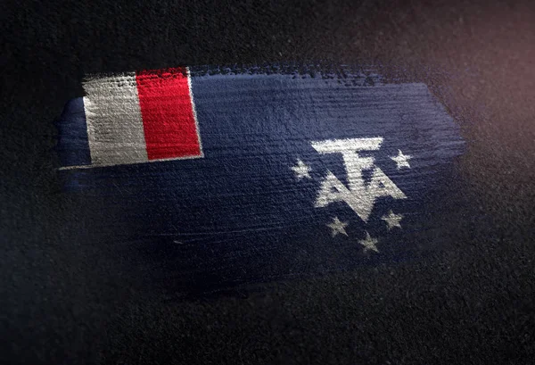 法国南方国旗 用金属刷子涂在黑墙上 — 图库照片