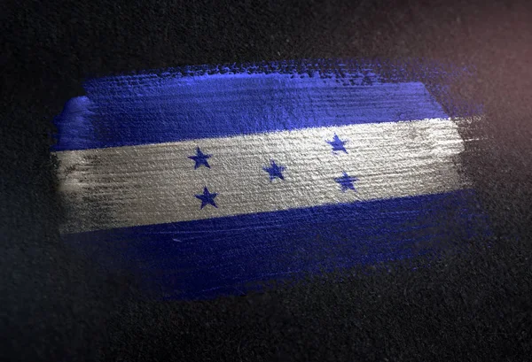 Bandiera Honduras Realizzata Vernice Metallica Pennello Grunge Dark Wall — Foto Stock