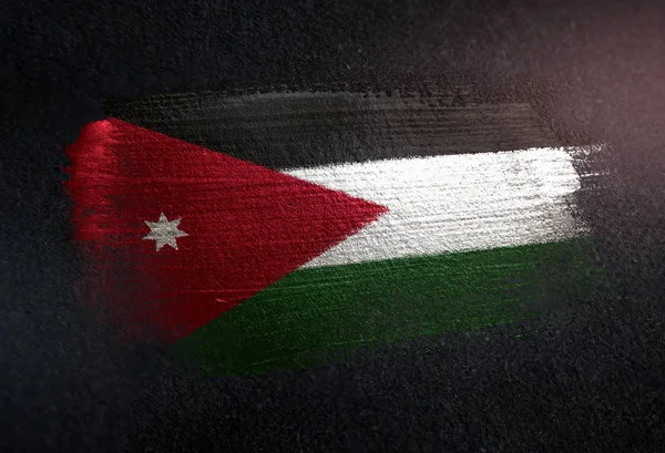 Jordan Flagi Wykonane Metalicznej Pędzla Farba Grunge Ciemna Ściana — Zdjęcie stockowe