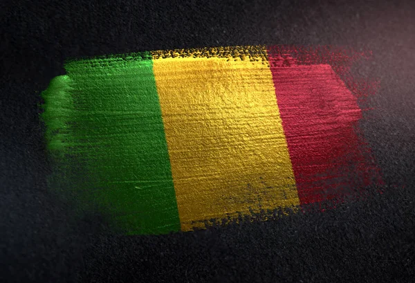 Mali Flag Made Metallic Brush Paint Grunge Dark Wall — Stock Photo, Image