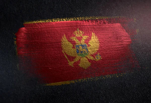 Montenegro Flag Made Metallic Brush Paint Grunge Dark Wall — Stock Photo, Image