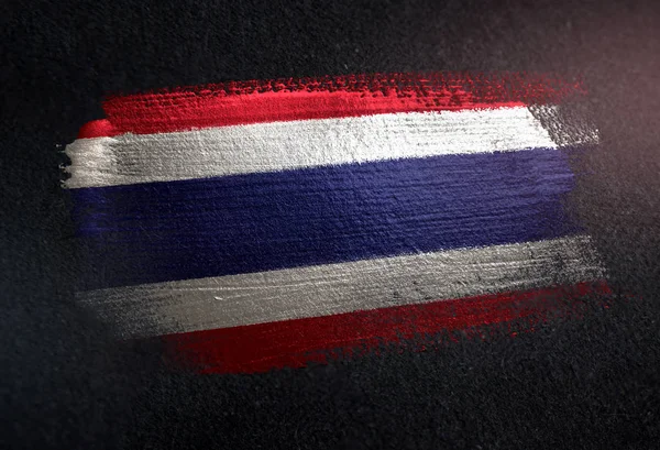 Thailand Flag Made Metallic Brush Paint Grunge Dark Wall — Stock Photo, Image