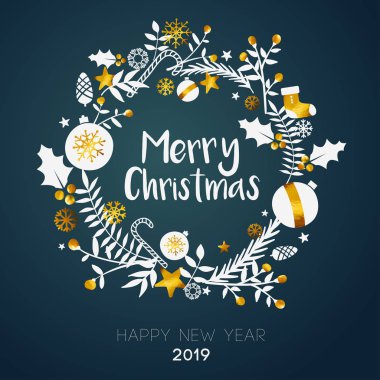 Mutlu Noeller iç daire altın süs kart koyu yeşil zemin üzerine