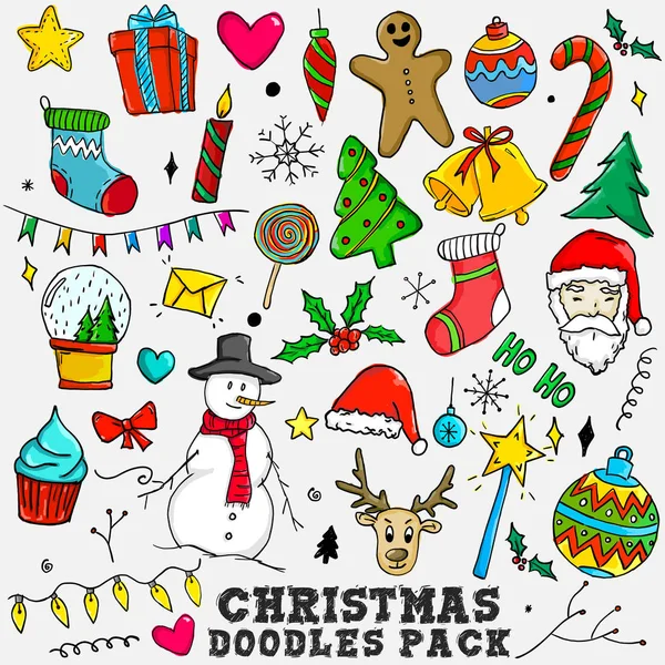 Renkli Noel karalamalar kroki Pack öğeleri