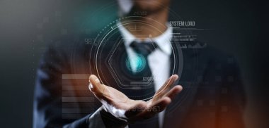 Fütüristik oluşturma işadamı Hud Hologram daire