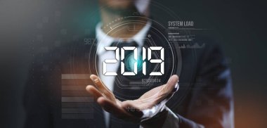 Fütüristik oluşturma işadamı Hud Hologram daire